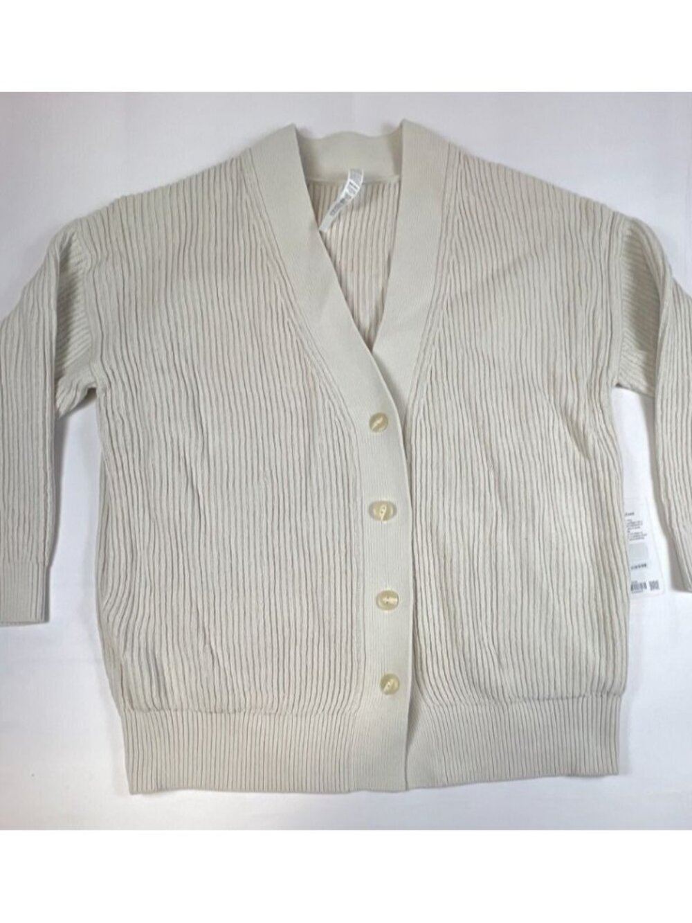 Lululemon Women XL Knit Button-Front Cardigan Bone Beige Oversized Chunky Soft
